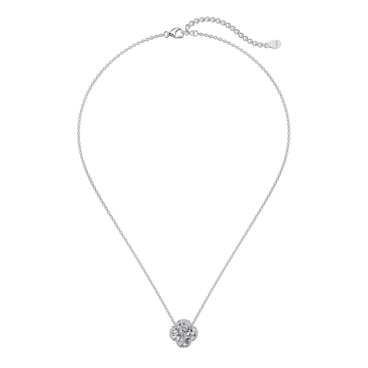 Four-Leaf Clover Pendant Necklace – 925 Silver Rhodium-Plated Jewelry