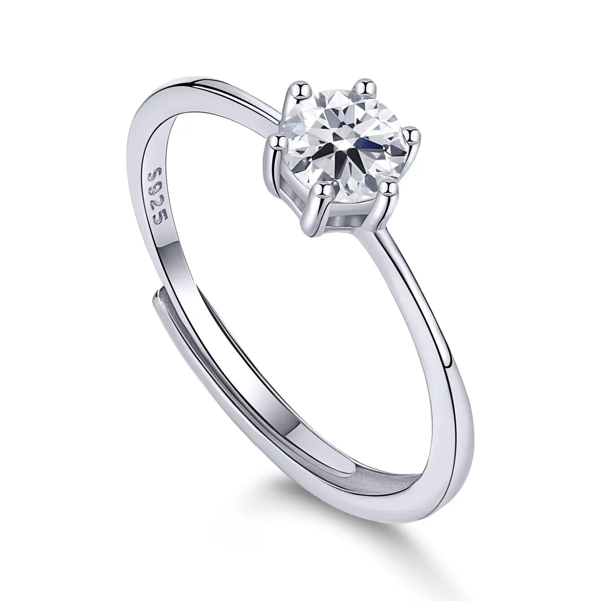 Solitaire Adjustable Ring – 925 Silver Rhodium-Plated with 0.5ct 5A CZ