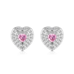 Luxury Sparkle Heart Earrings – S925 Silver Rhodium Plated 5A Cubic Zirconia Diamond Studs for Women