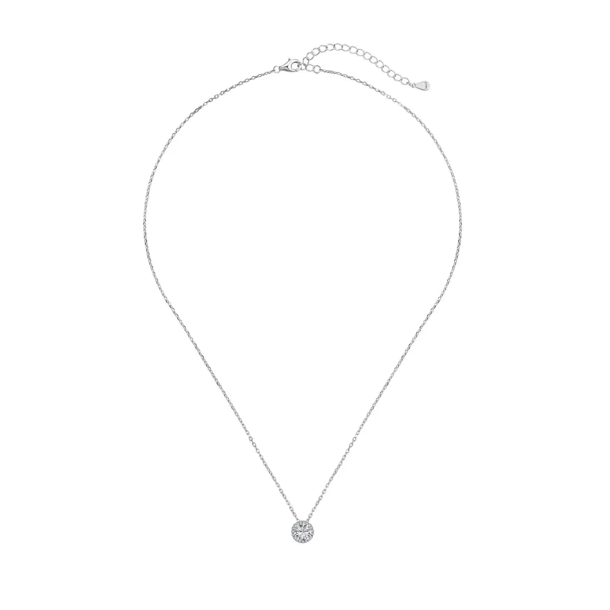 Stylish Adjustable 925 Silver Heart Halo Pendant Necklace