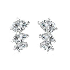 Waterdrop Hoop Stud Earrings – S925 Silver with 5A Zirconia