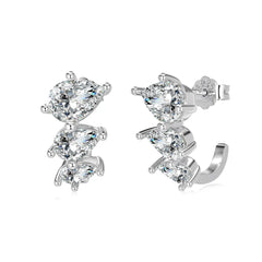 Waterdrop Hoop Stud Earrings – S925 Silver with 5A Zirconia