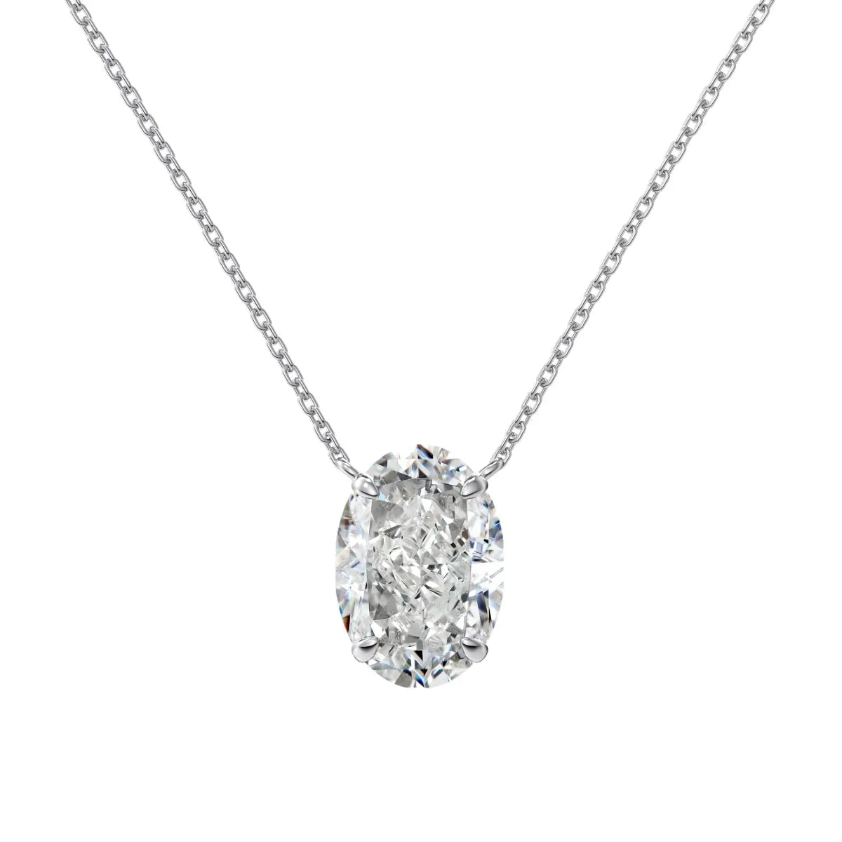 Classic 925 Silver Link Chain Necklace – 8A Crushed Ice Solitaire Pendant