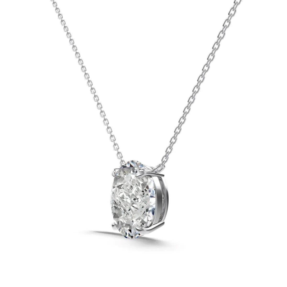 Classic 925 Silver Link Chain Necklace – 8A Crushed Ice Solitaire Pendant