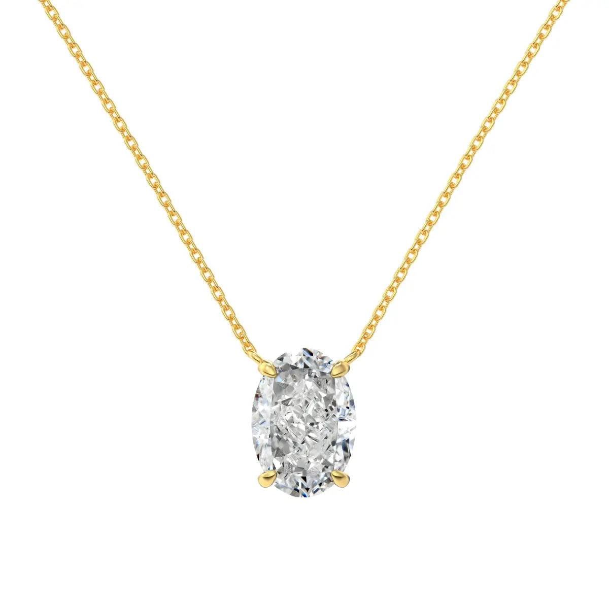 Classic 925 Silver Link Chain Necklace – 8A Crushed Ice Solitaire Pendant