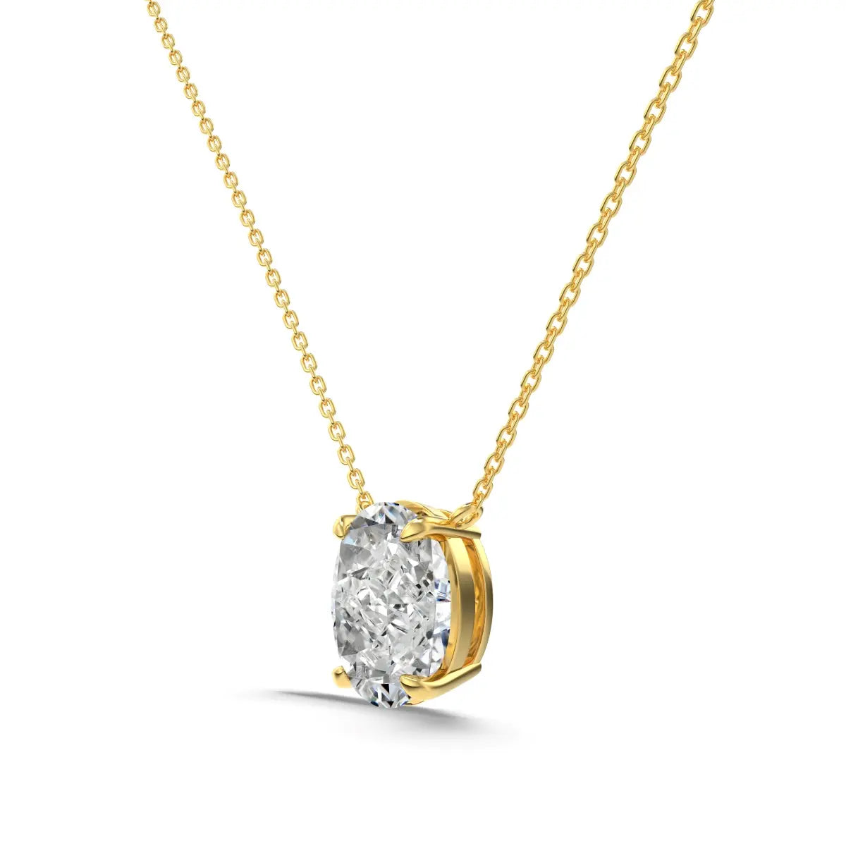 Classic 925 Silver Link Chain Necklace – 8A Crushed Ice Solitaire Pendant