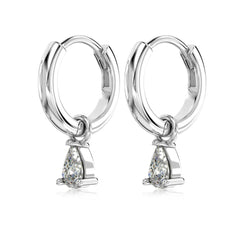 Classic Style Women Fine Fashion Jewelry S925 Silver Pear-Shaped 5A Zirconia Polished Hoop Earrings