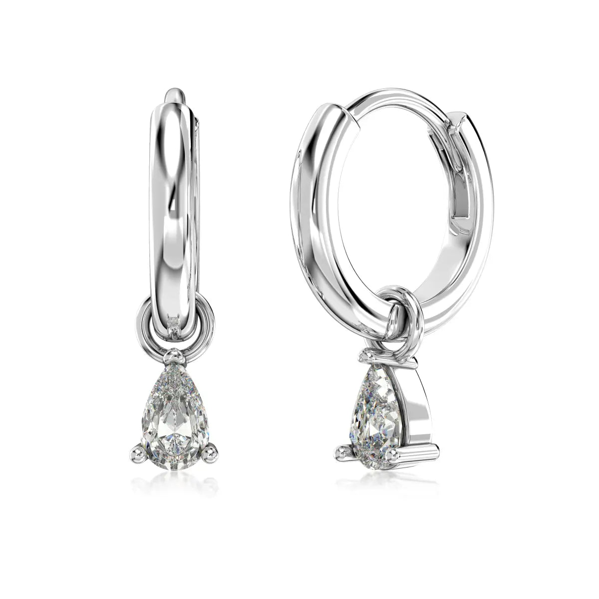 Classic Style Women Fine Fashion Jewelry S925 Silver Pear-Shaped 5A Zirconia Polished Hoop Earrings