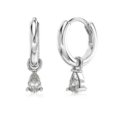 Classic Style Women Fine Fashion Jewelry S925 Silver Pear-Shaped 5A Zirconia Polished Hoop Earrings