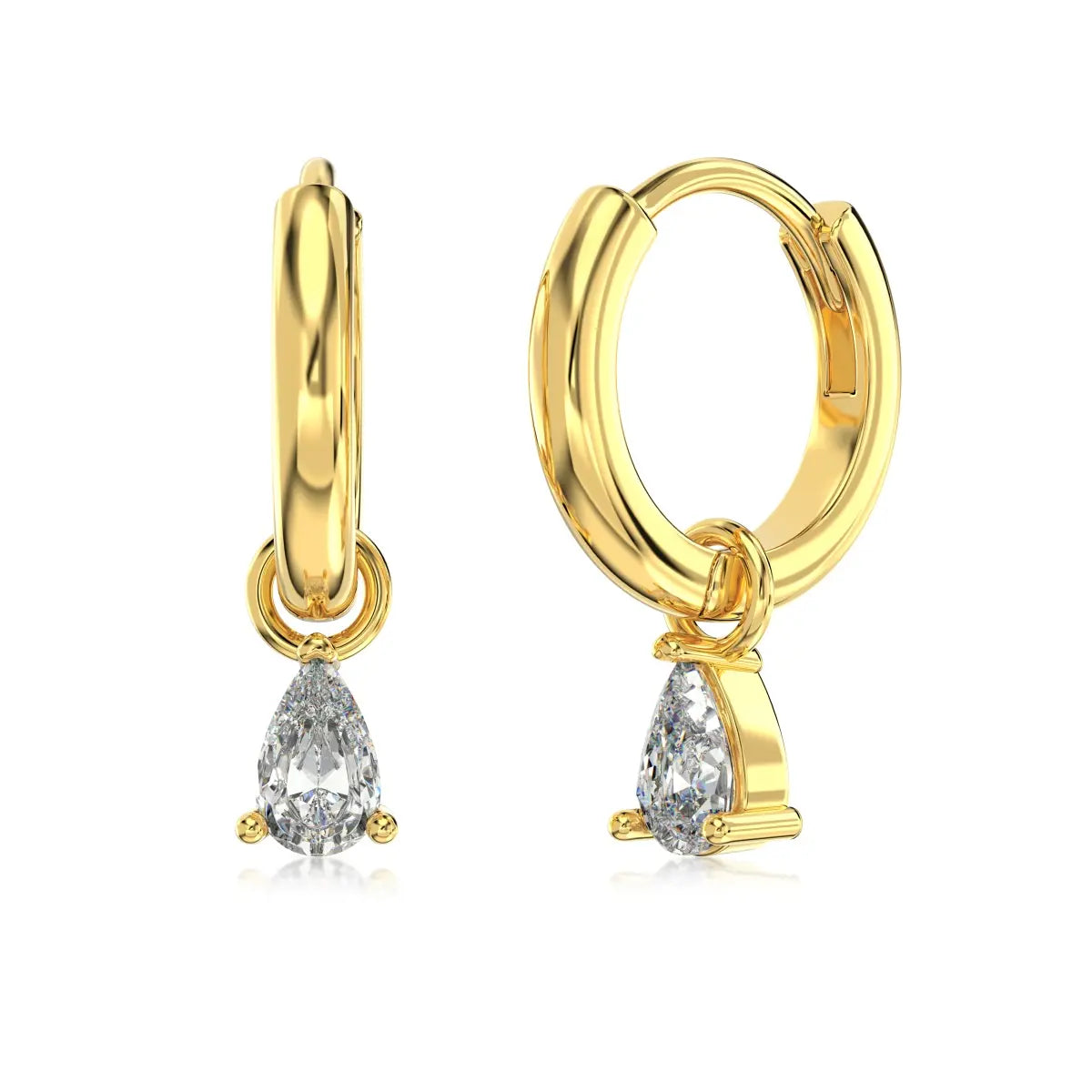 Classic Style Women Fine Fashion Jewelry S925 Silver Pear-Shaped 5A Zirconia Polished Hoop Earrings