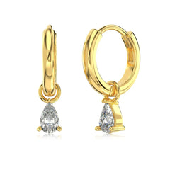 Classic Style Women Fine Fashion Jewelry S925 Silver Pear-Shaped 5A Zirconia Polished Hoop Earrings