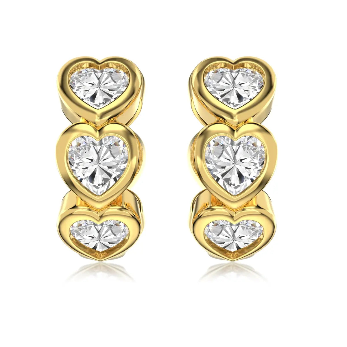 Eternity Heart Clip-On Hoop Earrings – 18K Gold Plated S925 Silver