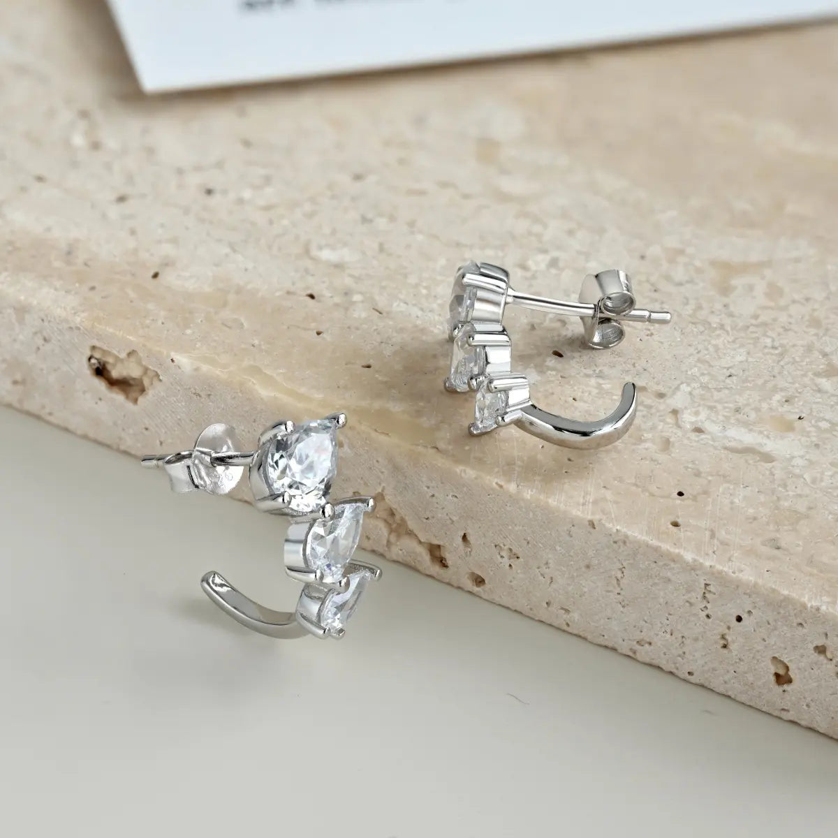 Waterdrop Hoop Stud Earrings – S925 Silver with 5A Zirconia