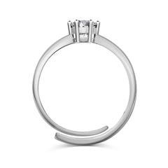 Solitaire Adjustable Ring – 925 Silver Rhodium-Plated with 0.5ct 5A CZ