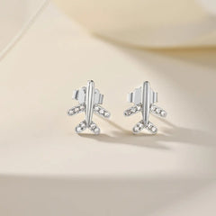 Airplane Shape Stud Earrings – S925 Silver with 5A Cubic Zirconia