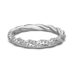 Elegant S925 Silver Twisted Band 5A CZ Eternity Ring