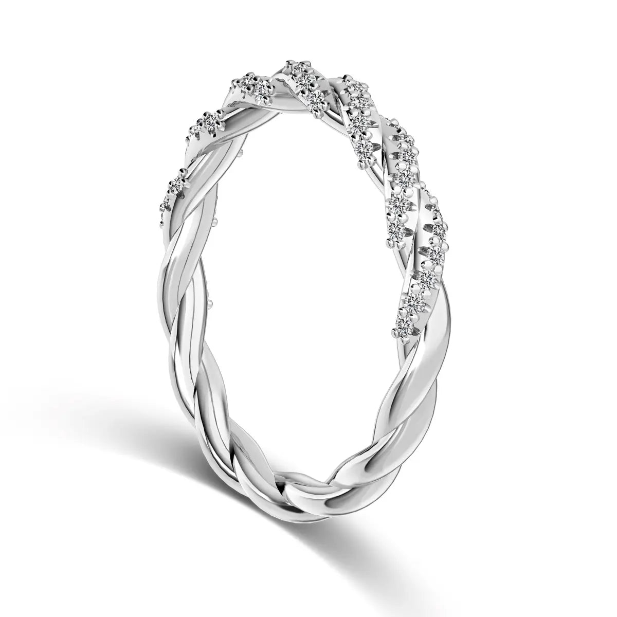 Elegant S925 Silver Twisted Band 5A CZ Eternity Ring