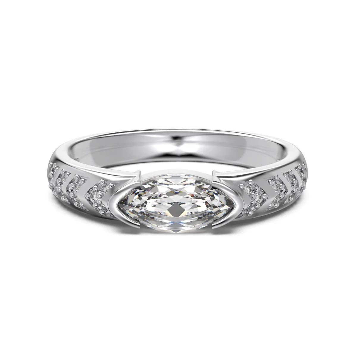 Classic 925 Sterling Silver Eternity Band with Marquise 5A Cubic Zirconia – Elegant Engagement Ring