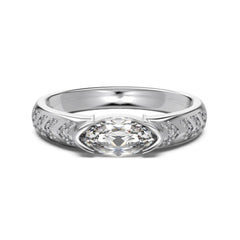 Classic 925 Sterling Silver Eternity Band with Marquise 5A Cubic Zirconia – Elegant Engagement Ring