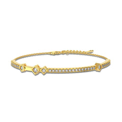 Splicing Style Link Bracelet – 18K Gold Plated 925 Silver with 5A Zirconia