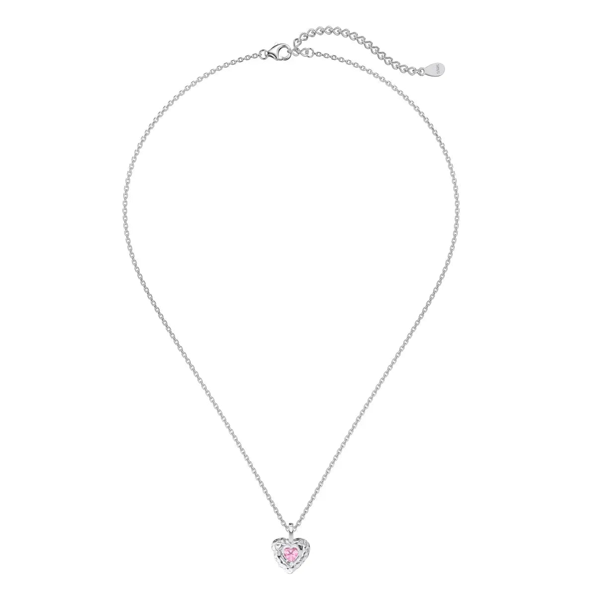 Heart Pendant Necklace – 925 Silver Link Chain with Sapphire & 5A CZ