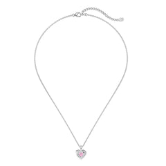 Heart Pendant Necklace – 925 Silver Link Chain with Sapphire & 5A CZ