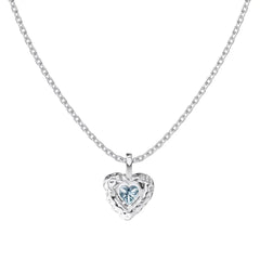 Heart Pendant Necklace – 925 Silver Link Chain with Sapphire & 5A CZ