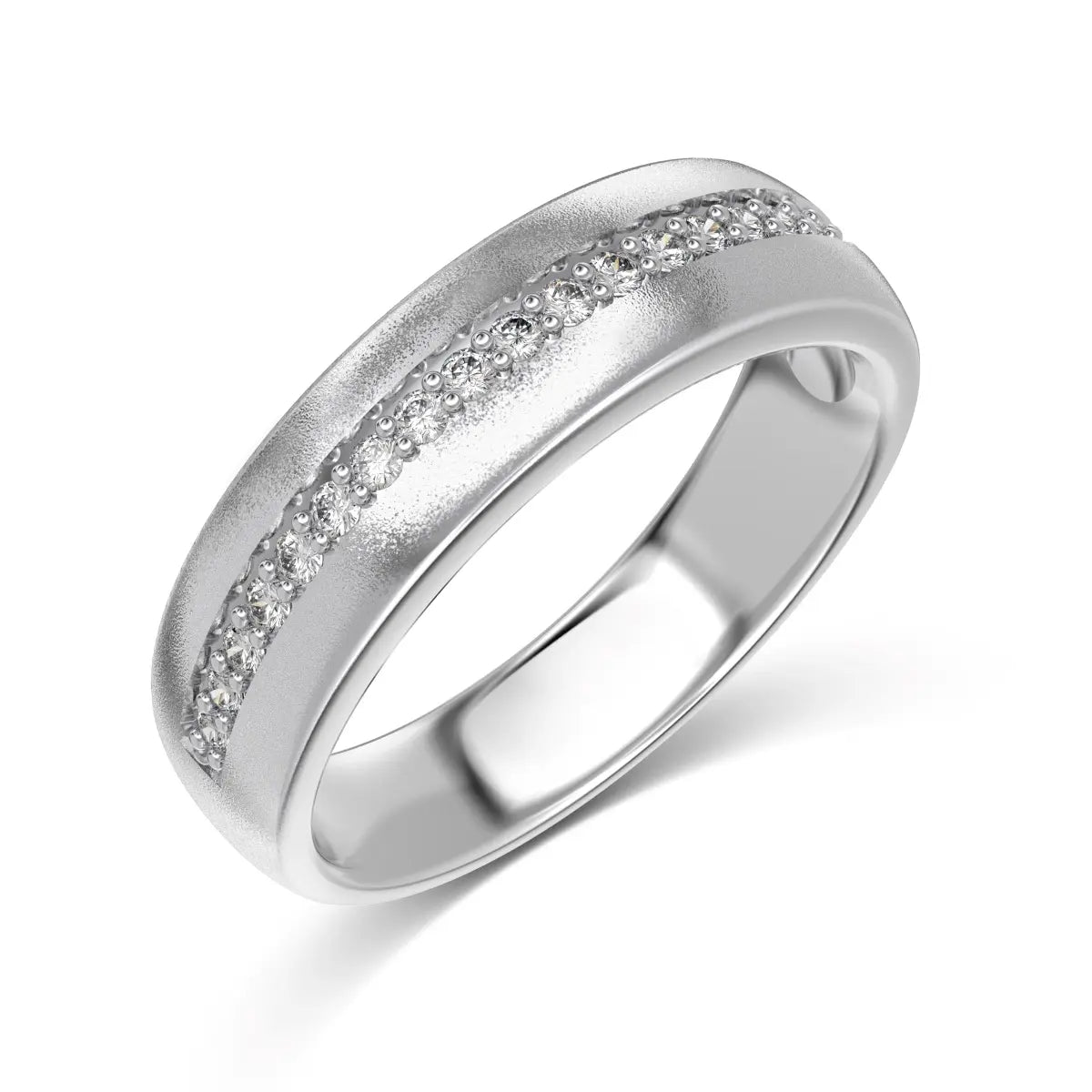 Dainty Frosted Surface 925 Sterling Silver Eternity Band Ring with 5A Cubic Zirconia