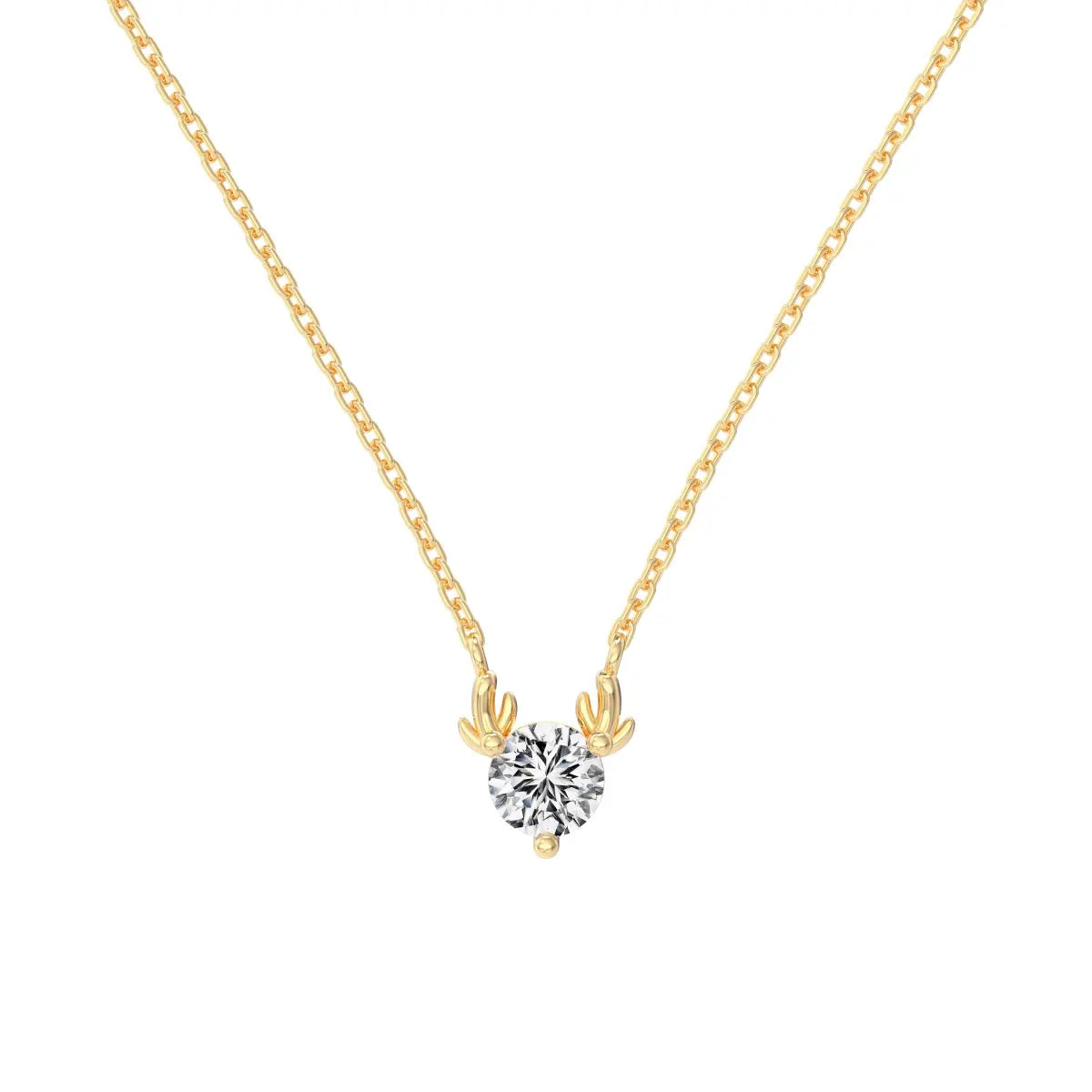 Elk Pendant Necklace – 18K Gold Plated Sterling Silver with 5A Zirconia