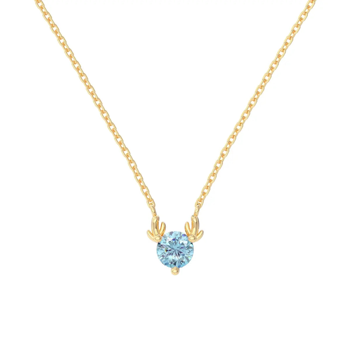 Elk Pendant Necklace – 18K Gold Plated Sterling Silver with 5A Zirconia