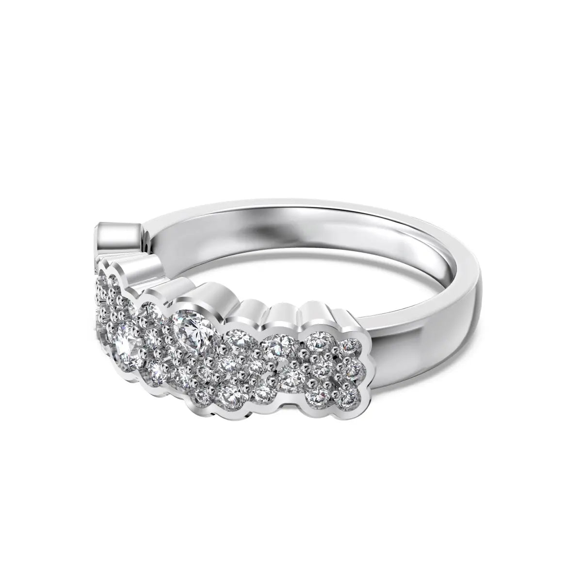 Irregular Band Engagement Ring – 925 Sterling Silver with 5A Zirconia