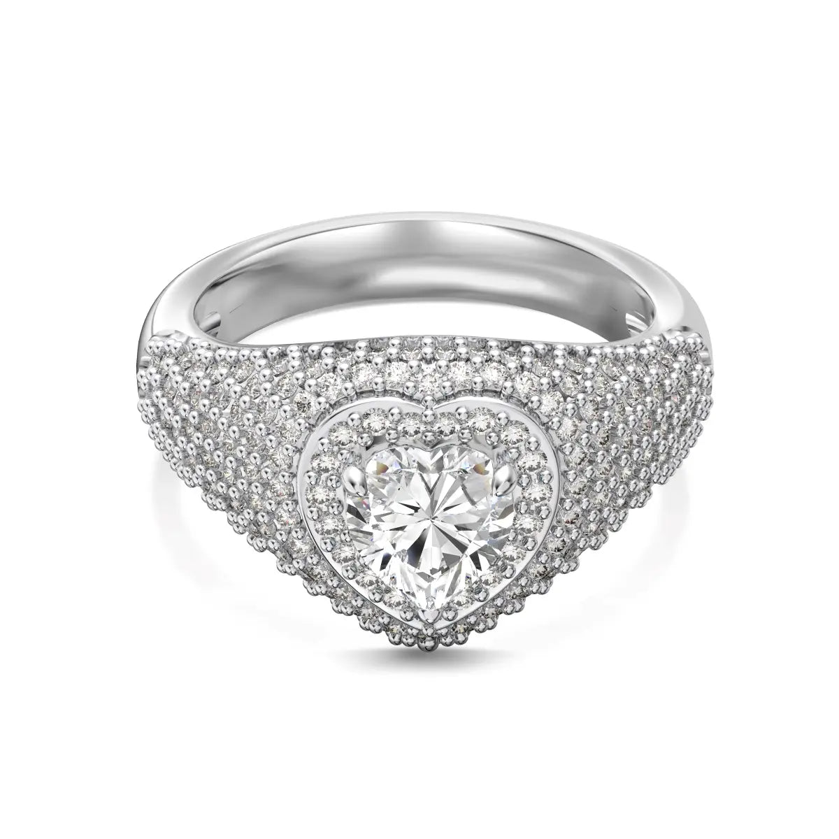 Chunky Heart Promise Ring – 925 Sterling Silver with 5A Zirconia