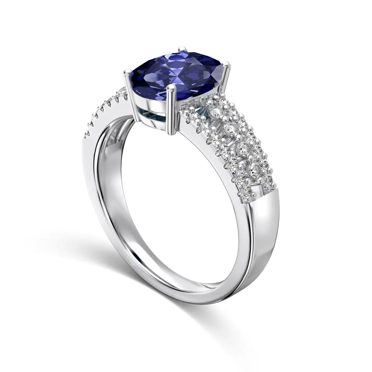 Eternity Sapphire Blue Ring – 925 Sterling Silver with 5A CZ