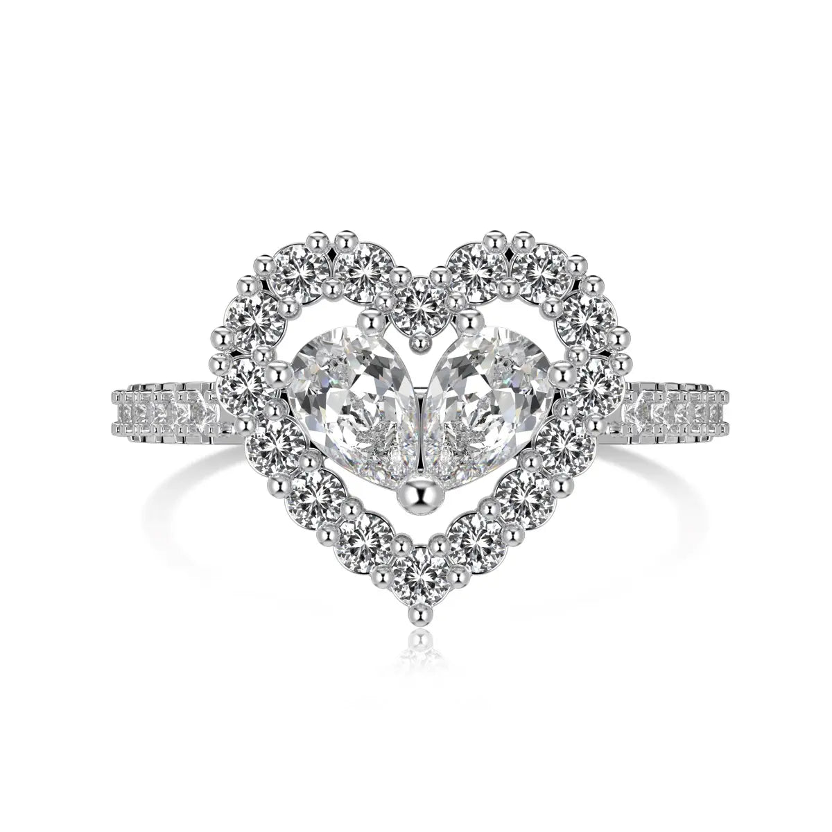 Hollow Out Heart Wedding Ring – S925 Sterling Silver with 5A Zirconia