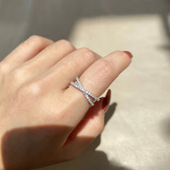 Sterling Silver X-Cross Cocktail Ring Micro Paved 5A Zirconia Jewelry for Women