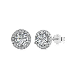 925 Sterling Silver Halo Stud Earrings – 5A CZ Fashion Jewelry