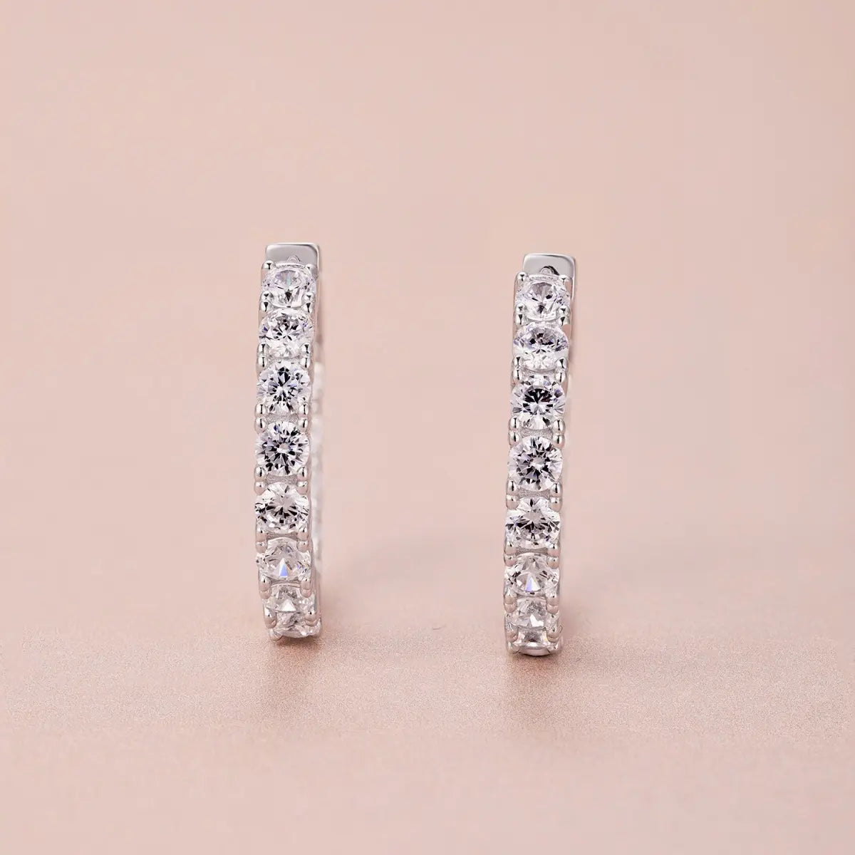 Luxurious Dazzle 925 Sterling Silver Rhodium Plated Multi-Stone 5A Cubic Zirconia Hoop Earrings for Women