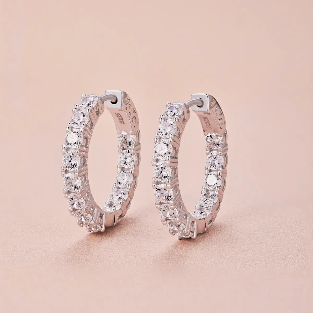 Luxurious Dazzle 925 Sterling Silver Rhodium Plated Multi-Stone 5A Cubic Zirconia Hoop Earrings for Women