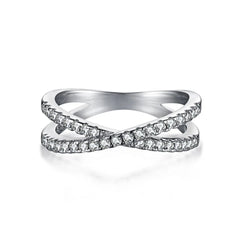 Sterling Silver X-Cross Cocktail Ring Micro Paved 5A Zirconia Jewelry for Women