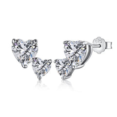 Iced Out CZ Heart Stud Silver Earrings – Hypoallergenic Screw-Back Design