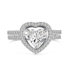 Detachable Heart Shape Ring Set – 925 Sterling Silver with 5A CZ