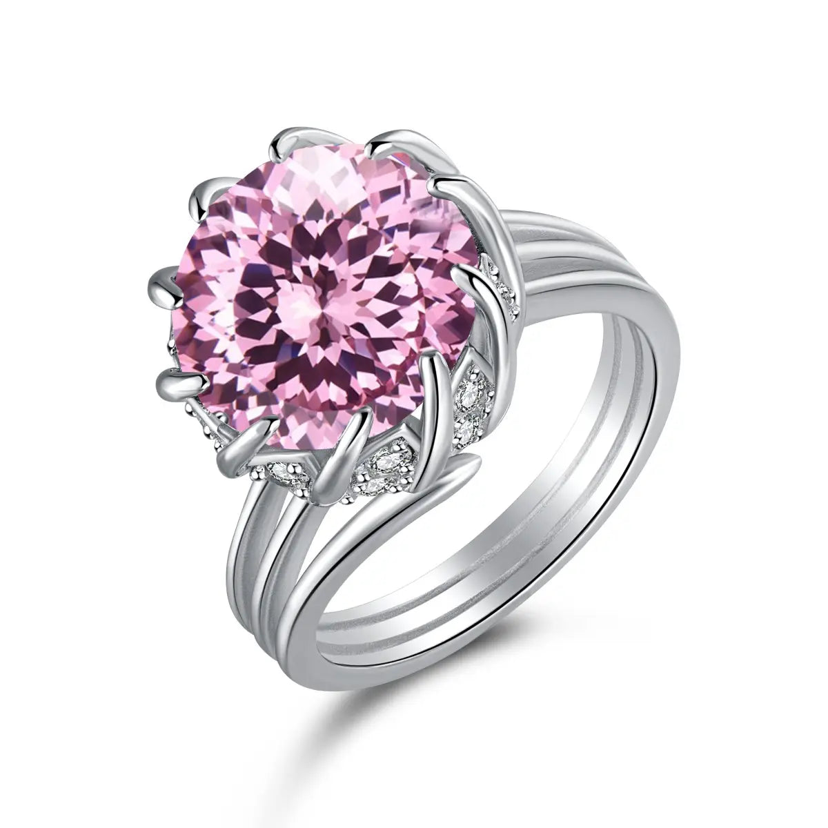 Lotus Flower 6CT Ring – 925 Sterling Silver with 8A Fireworks Cut CZ