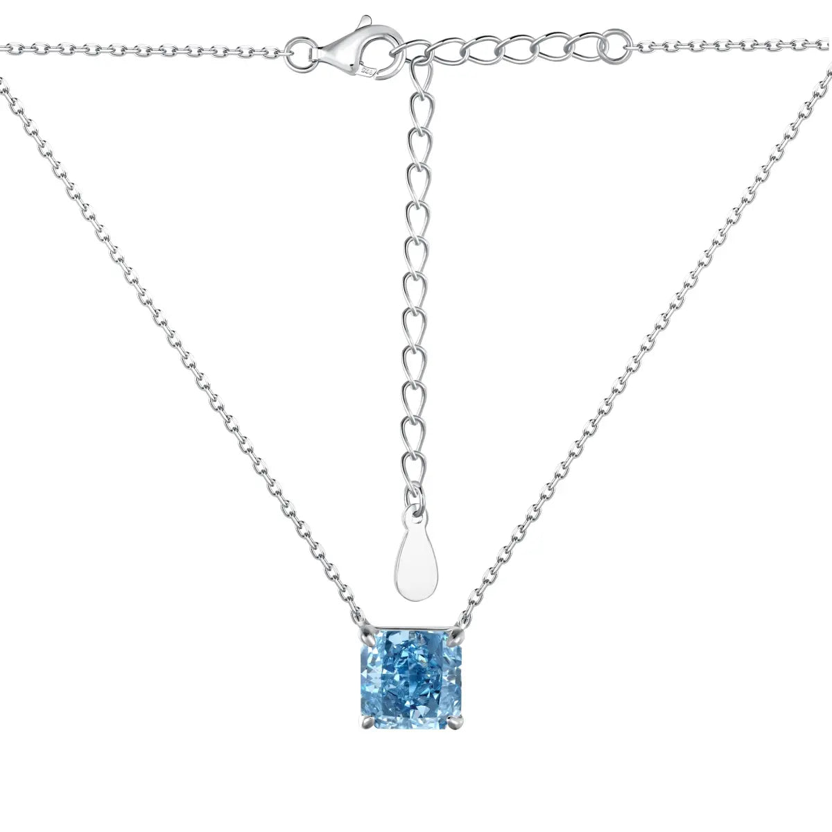 Radiant Cut Solitaire Necklace – 925 Sterling Silver with Cubic Zirconia