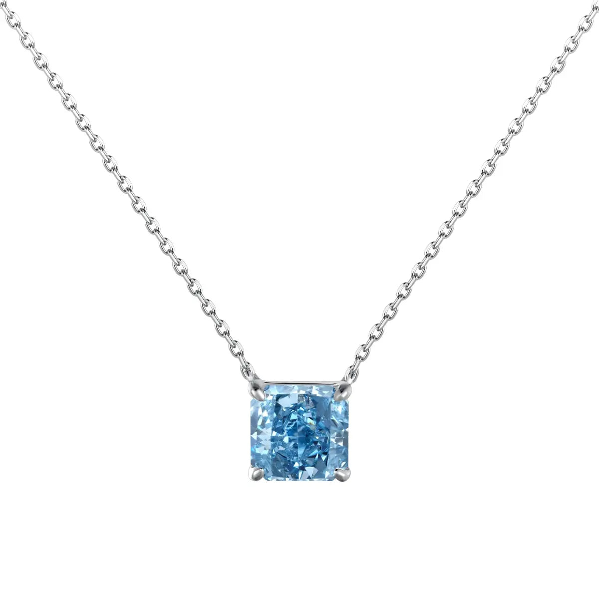 Radiant Cut Solitaire Necklace – 925 Sterling Silver with Cubic Zirconia