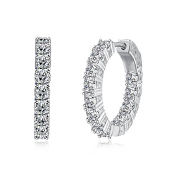 Luxurious Dazzle 925 Sterling Silver Rhodium Plated Multi-Stone 5A Cubic Zirconia Hoop Earrings for Women