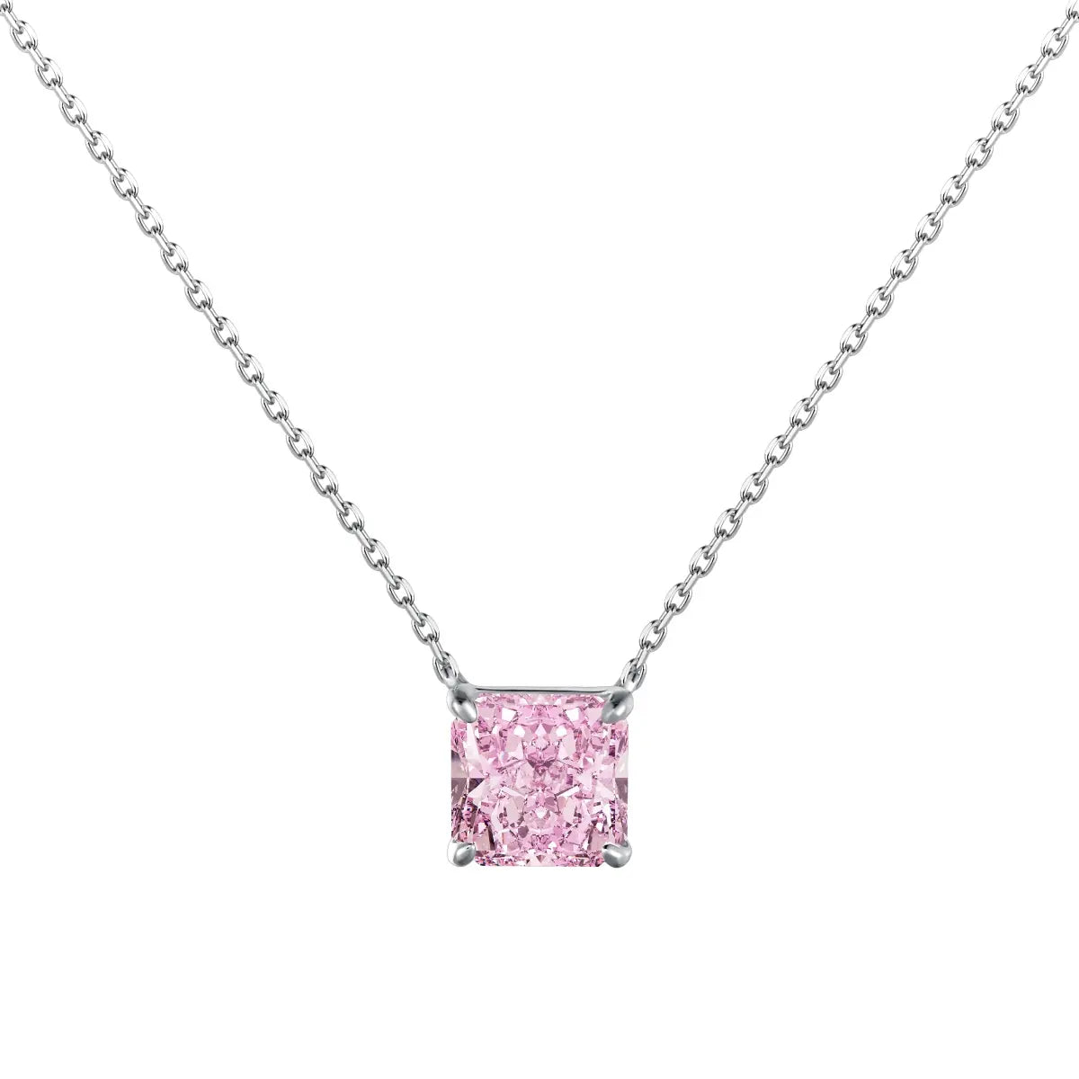 Radiant Cut Solitaire Necklace – 925 Sterling Silver with Cubic Zirconia