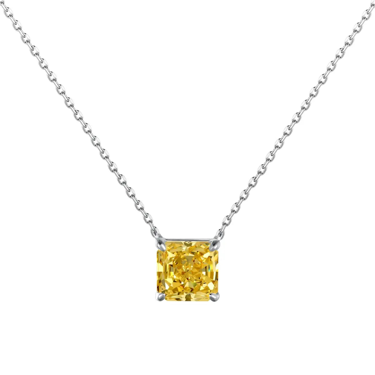 Radiant Cut Solitaire Necklace – 925 Sterling Silver with Cubic Zirconia