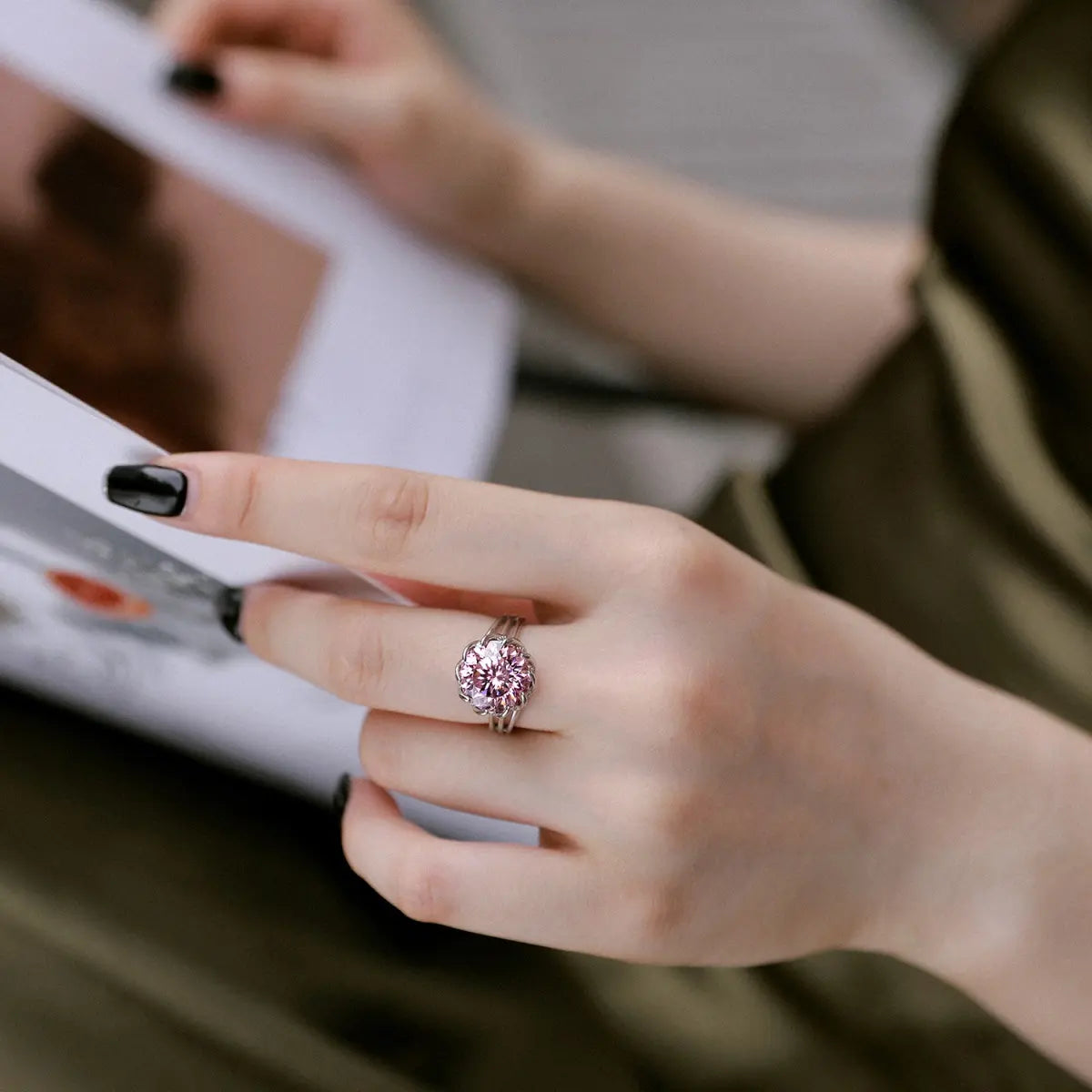 Lotus Flower 6CT Ring – 925 Sterling Silver with 8A Fireworks Cut CZ