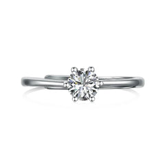 Solitaire Adjustable Ring – 925 Silver Rhodium-Plated with 0.5ct 5A CZ