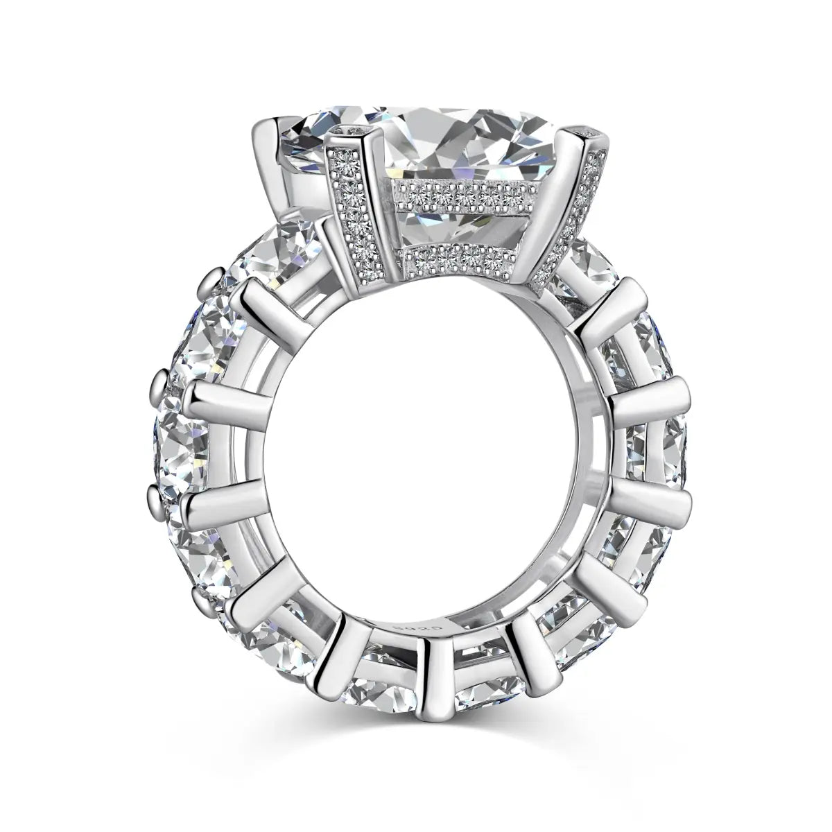 Rectangular Crushed Cut Ring – 925 Sterling Silver with High Carbon Diamond